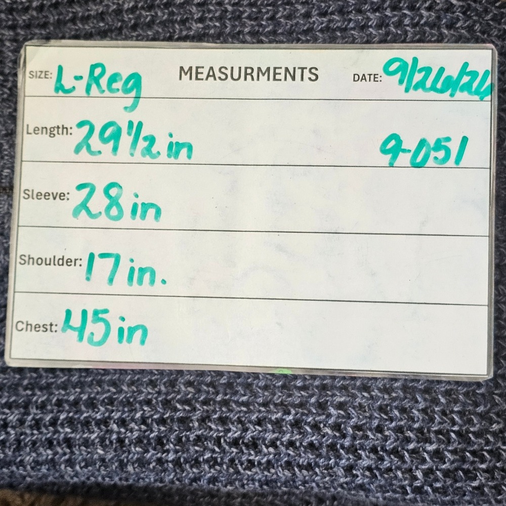 LL Bean Mens Large Organic Cotton Full Zip Waffle Knit Sweater Blue 508221 - Picture 8 of 8
